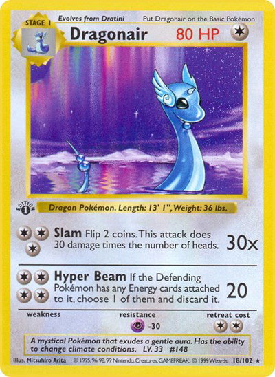 Dragonair 18 — Base Set (1st Edition & Shadowless)