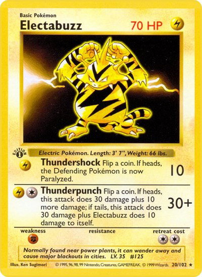 Electabuzz 20 — Base Set (1st Edition & Shadowless)