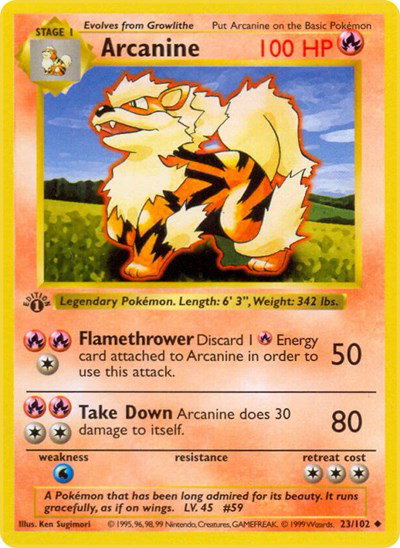 Arcanine 23 — Base Set (1st Edition & Shadowless)