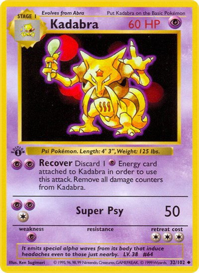 Kadabra 32 — Base Set (1st Edition & Shadowless)
