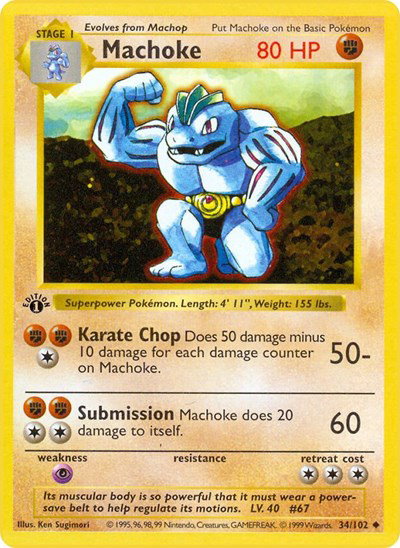 Machoke 34 — Base Set (1st Edition & Shadowless)