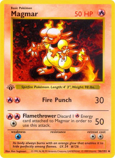 Magmar 36 — Base Set (1st Edition & Shadowless)