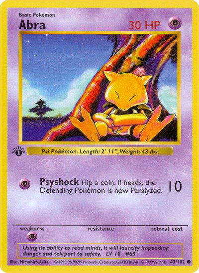 Abra 43 — Base Set (1st Edition & Shadowless)