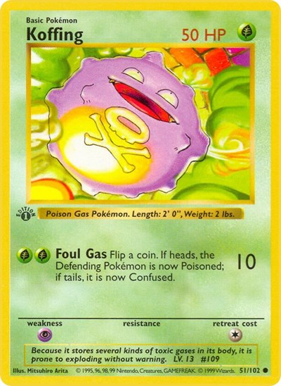 Koffing 51 — Base Set (1st Edition & Shadowless)