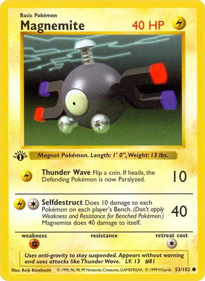 Magnemite 53 — Base Set (1st Edition & Shadowless)