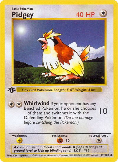 Pidgey 57 — Base Set (1st Edition & Shadowless)