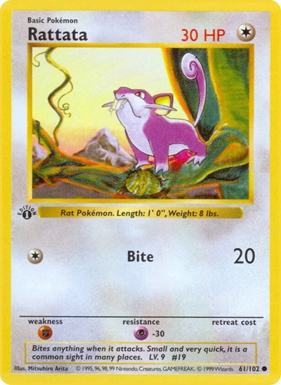 Rattata 61 — Base Set (1st Edition & Shadowless)