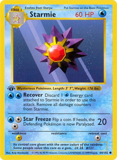 Starmie 64 — Base Set (1st Edition & Shadowless)