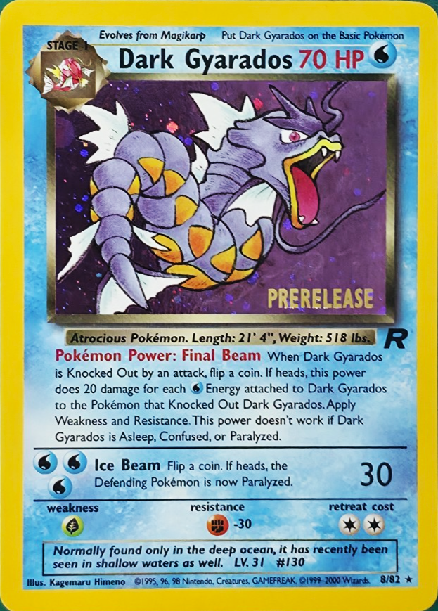 Dark Gyarados (Prerelease) 08/82 — WoTC Promo