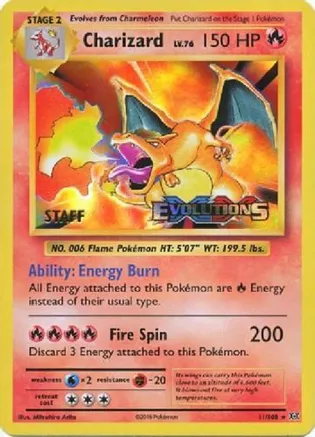 Charizard (Staff Prerelease) 11/108 — XY Promos