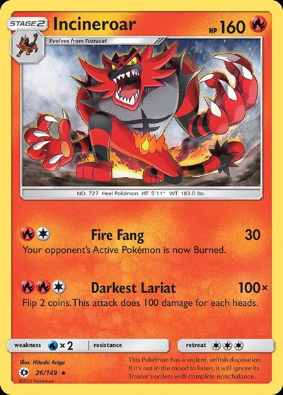 Incineroar 26 — Sun & Moon Base Set