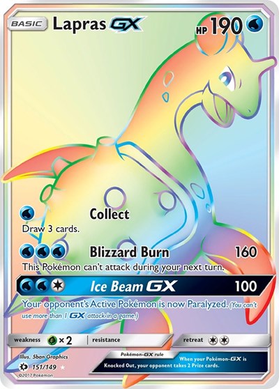 Lapras GX (Secret) 151 — Sun & Moon Base Set