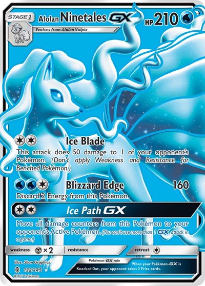 Alolan Ninetales GX (Full Art) 132/145 — Guardians Rising