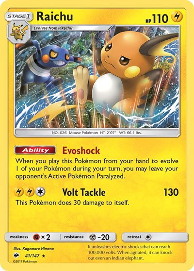 Raichu 41/147 — Burning Shadows