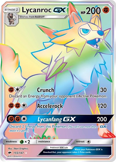 Lycanroc GX (Secret) 155/147 — Burning Shadows