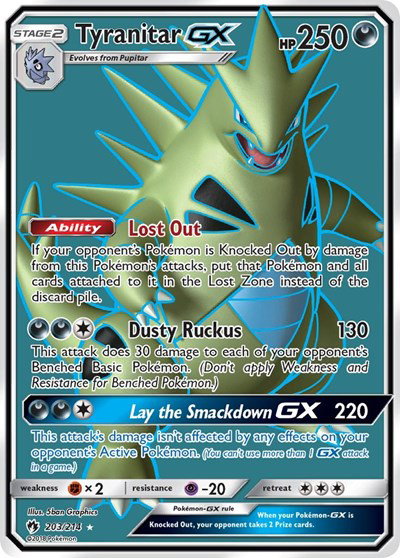Tyranitar GX (Full Art) 203 — Lost Thunder