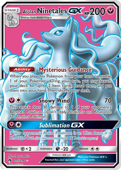 Alolan Ninetales GX (Full Art) 205 — Lost Thunder