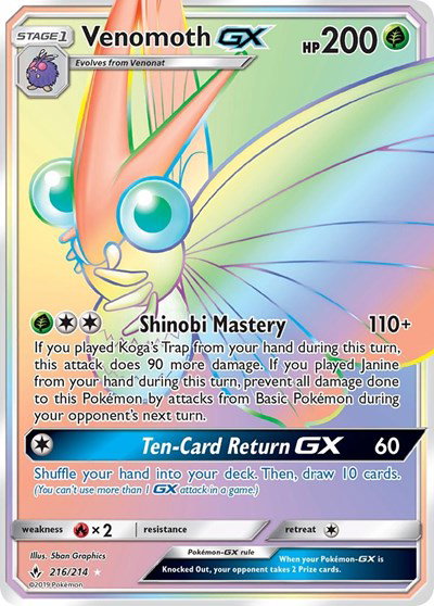 Venomoth GX (Secret) 216 — Unbroken Bonds