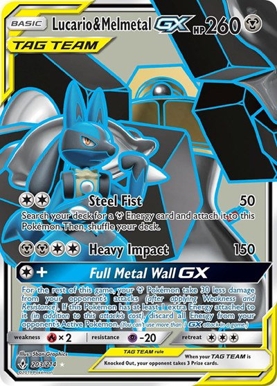 Lucario & Melmetal GX (Full Art) 203 — Unbroken Bonds
