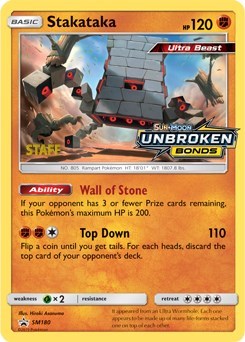 Stakataka (Staff Prerelease) SM180 — Sun & Moon Promo