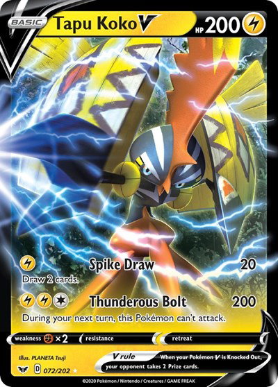 Tapu Koko V 072/202 — Sword & Shield Base Set