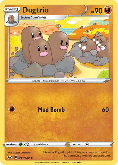 Dugtrio 093/202 — Sword & Shield Base Set