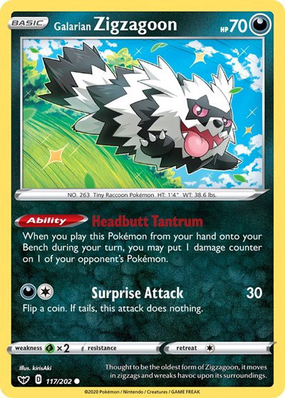 Galarian Zigzagoon 117/202 — Sword & Shield Base Set