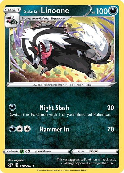 Galarian Linoone 118/202 — Sword & Shield Base Set