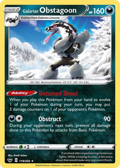 Galarian Obstagoon 119/202 — Sword & Shield Base Set