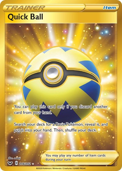 Quick Ball (Secret) 216/202 — Sword & Shield Base Set