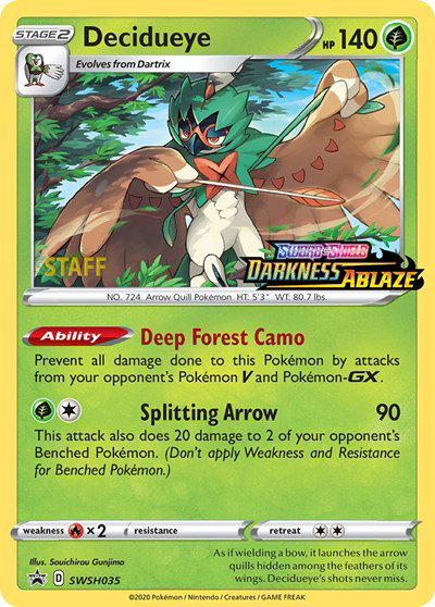 Decidueye (Prerelease) [Staff] SWSH035 — Sword & Shield Promo