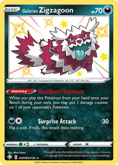 Galarian Zigzagoon SV078/SV122 — Shining Fates: Shiny Vault