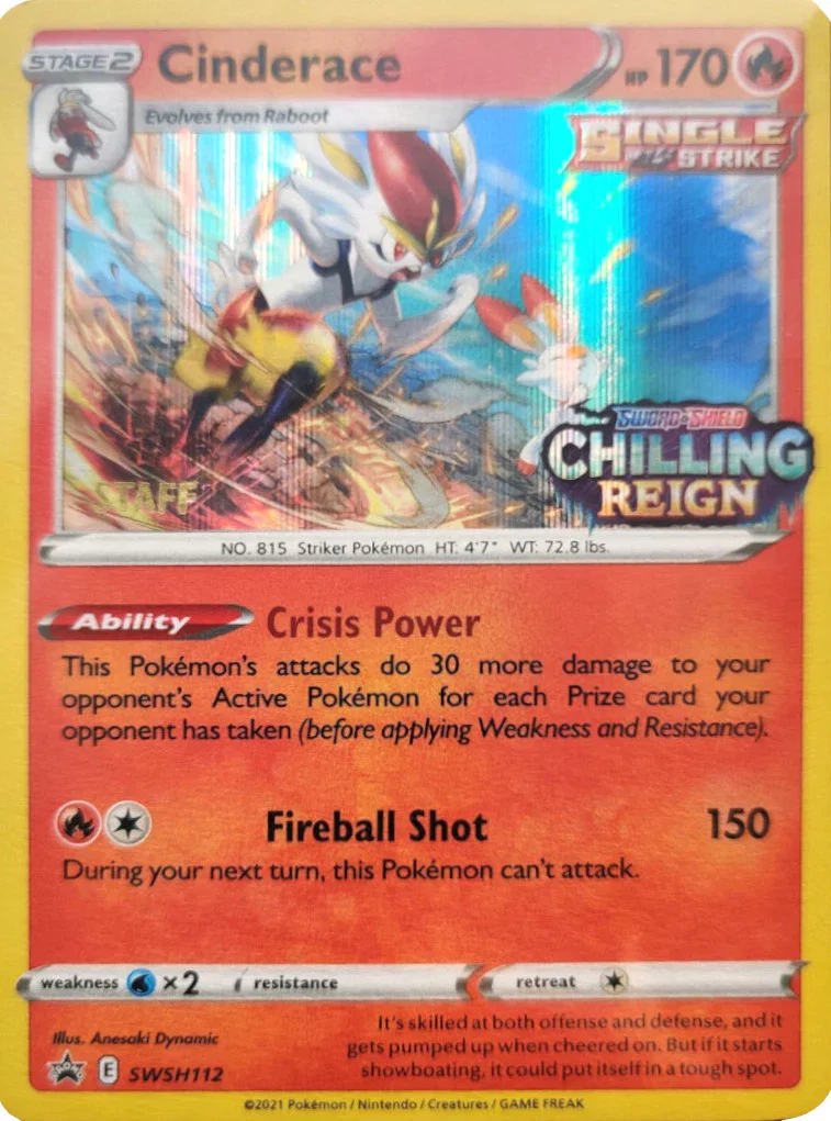 Cinderace (Staff Prerelease) SWSH112 — Sword & Shield Promo
