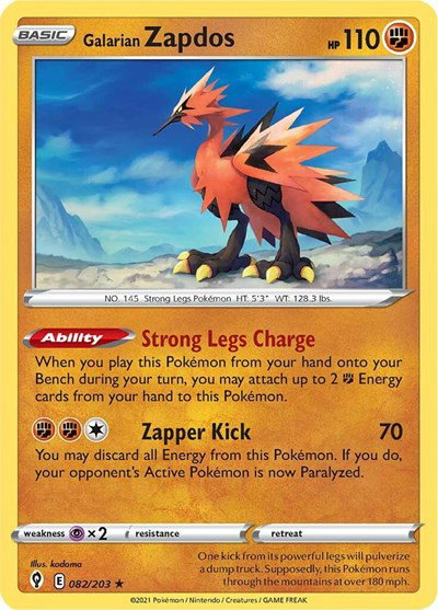 Galarian Zapdos 082/203 — Evolving Skies
