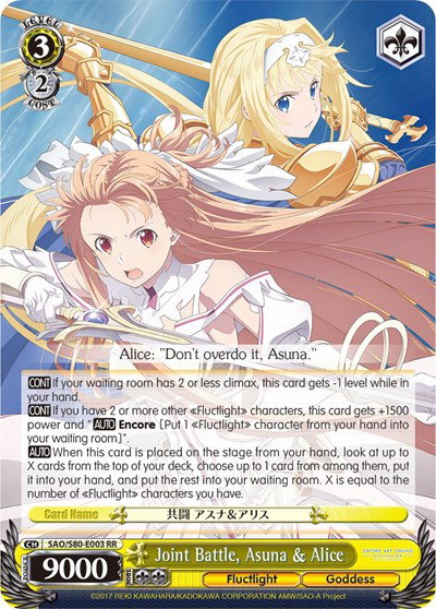 Sword Art Online -Alicization- Vol.2 - Weiss Schwarz Card List and
