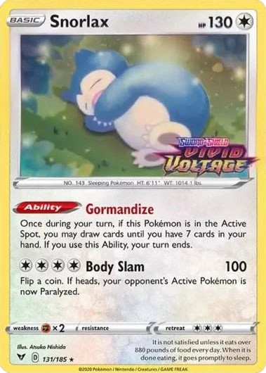 Snorlax - 131/185 (Vivid Voltage Stamped) - 131/185 - Miscellaneous Cards &  Products Pokemon - Collectr