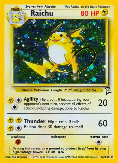 Raichu 16 — Base Set 2