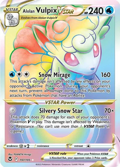 Alolan Vulpix VSTAR (Secret) - 197/195 - Silver Tempest Pokemon - Collectr Alolan Vulpix VSTAR (Secret) - 197/195 - Silver Tempest Pokemon - Collectr