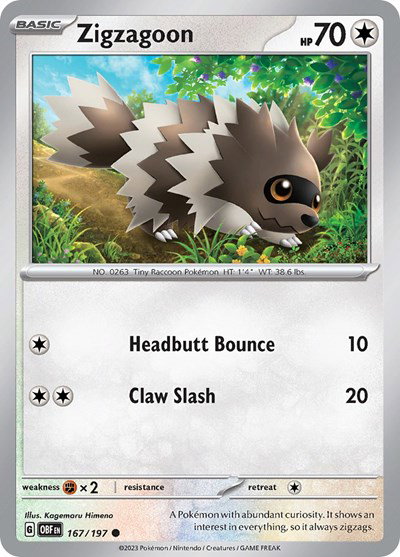 Zigzagoon 167/197 — Obsidian Flames