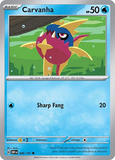 Carvanha 046/197 — Obsidian Flames
