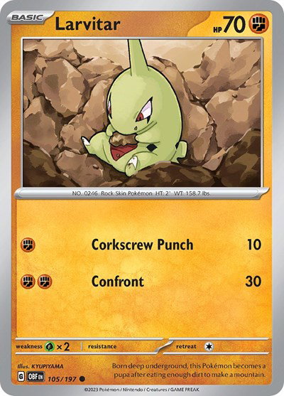 Larvitar 105/197 — Obsidian Flames
