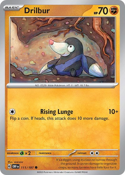 Drilbur 111/197 — Obsidian Flames
