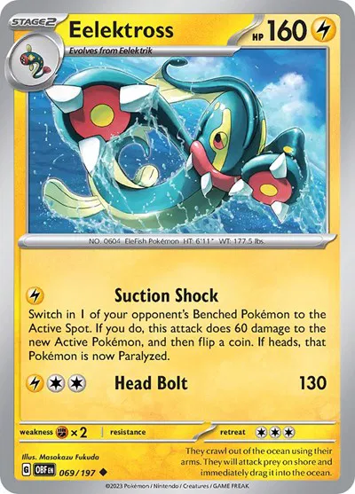 Eelektross - 069/197 - Obsidian Flames Pokemon - Collectr Eelektross - 069/197 - Obsidian Flames Pokemon - Collectr