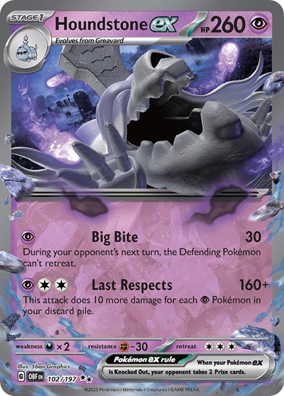 Houndstone ex 102/197 — Obsidian Flames