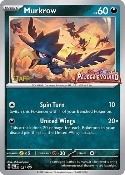 Murkrow (Prerelease) [Staff] 021 — Scarlet & Violet Promo