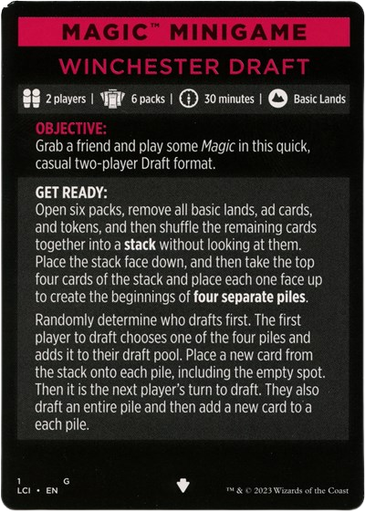Magic Minigame: Winchester Draft 1