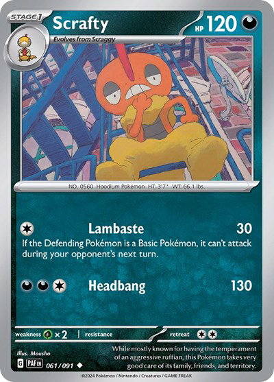 Scrafty 061/091 — Paldean Fates