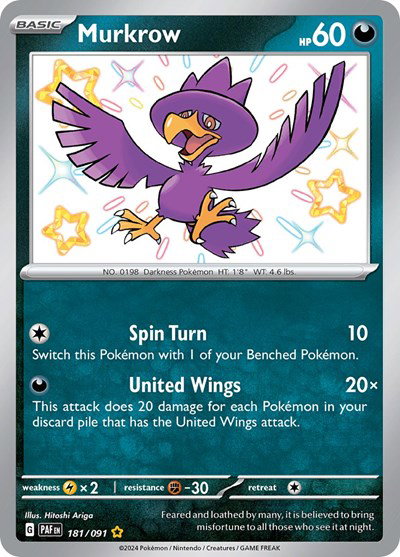 Murkrow 181/091 — Paldean Fates