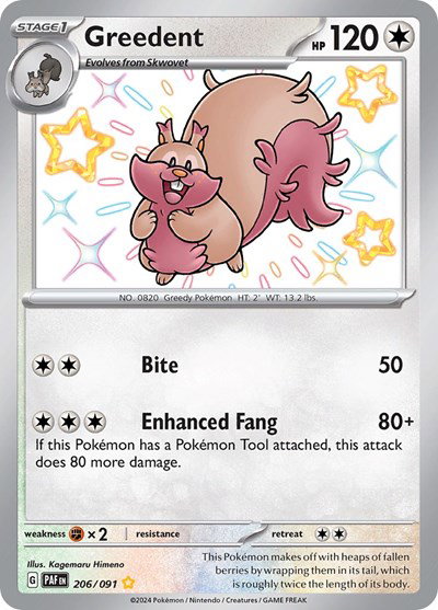 Greedent 206/091 — Paldean Fates