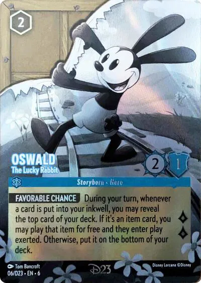 oswald card lorcana - Azurite Sea - - The Lucky Rabbit (Legendary) put it on the bottom of your deck Is this Oswald card foil?